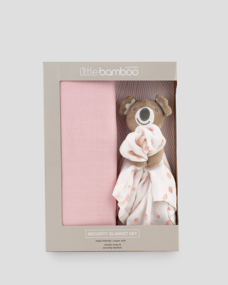 Little Bamboo Muslin Baby Security Blanket Set Dusty Pink Little