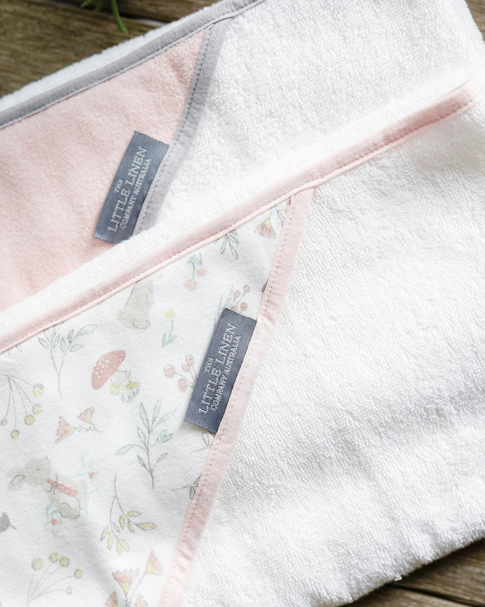 The Little Linen Company Baby Hooded Towel 2 Pack Harvest Bunny