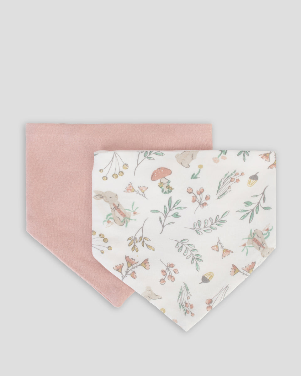 The Little Linen Company Jersey Baby Bib 2 Pack Harvest Bunny