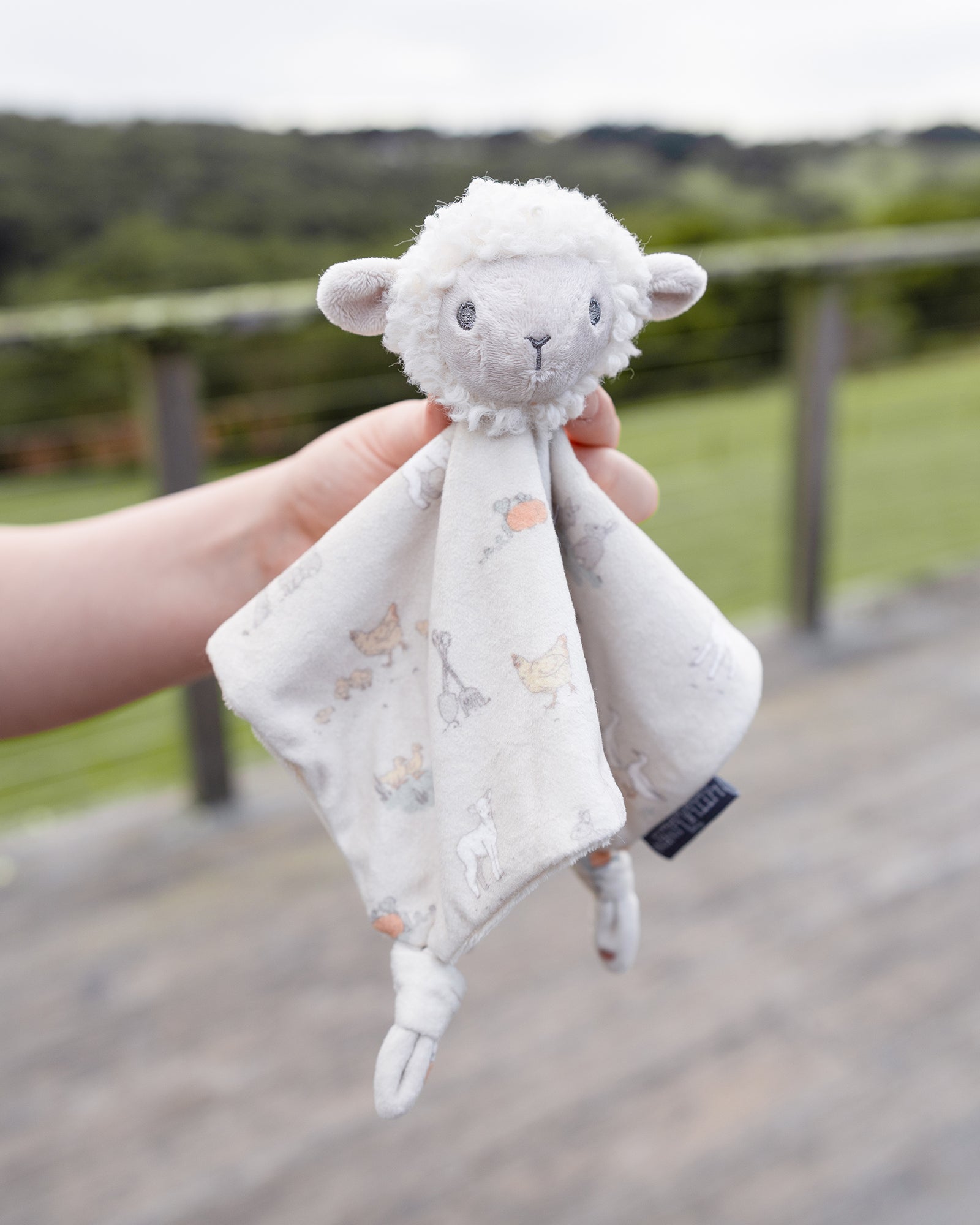 Little Linen Lovie Comforter Farmyard Lamb Lifestyle