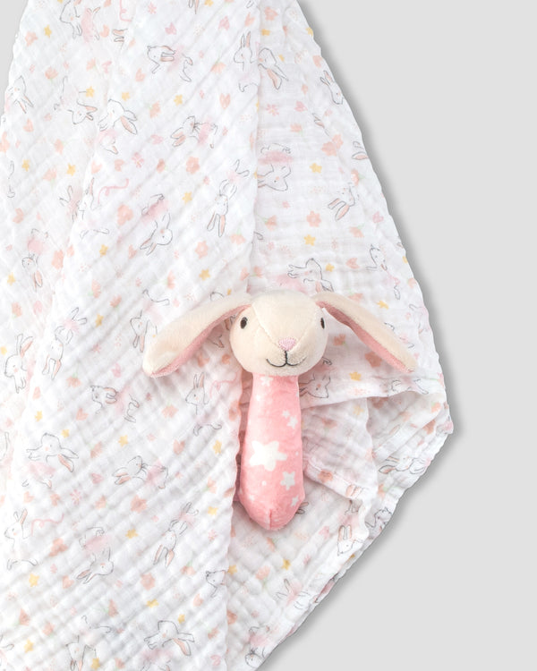Little Linen Muslin wrap Crinkle Toy Ballerina Bunny