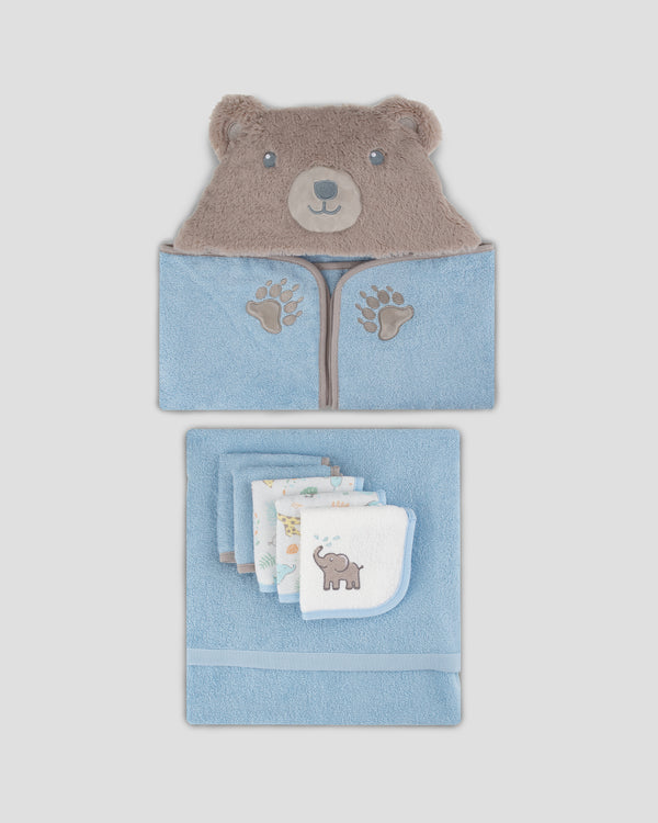 The Little Linen Company Baby Towel Gift Set - Safari Bear