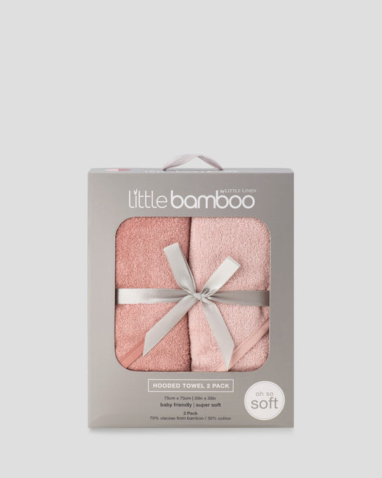 Little Bamboo Baby Hooded Towel 2PK - Dusty Rose