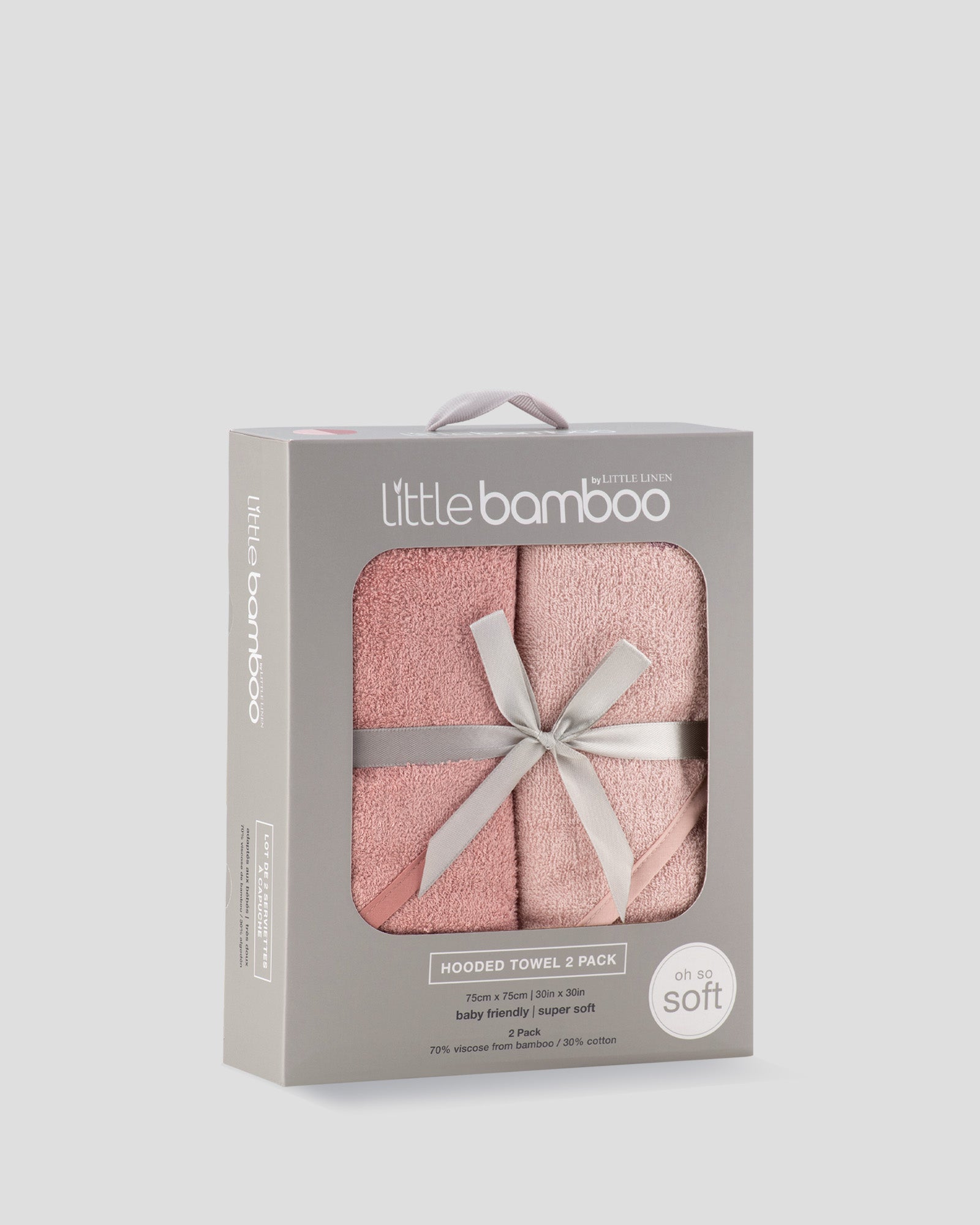 Little Bamboo Baby Hooded Towel 2PK - Dusty Rose