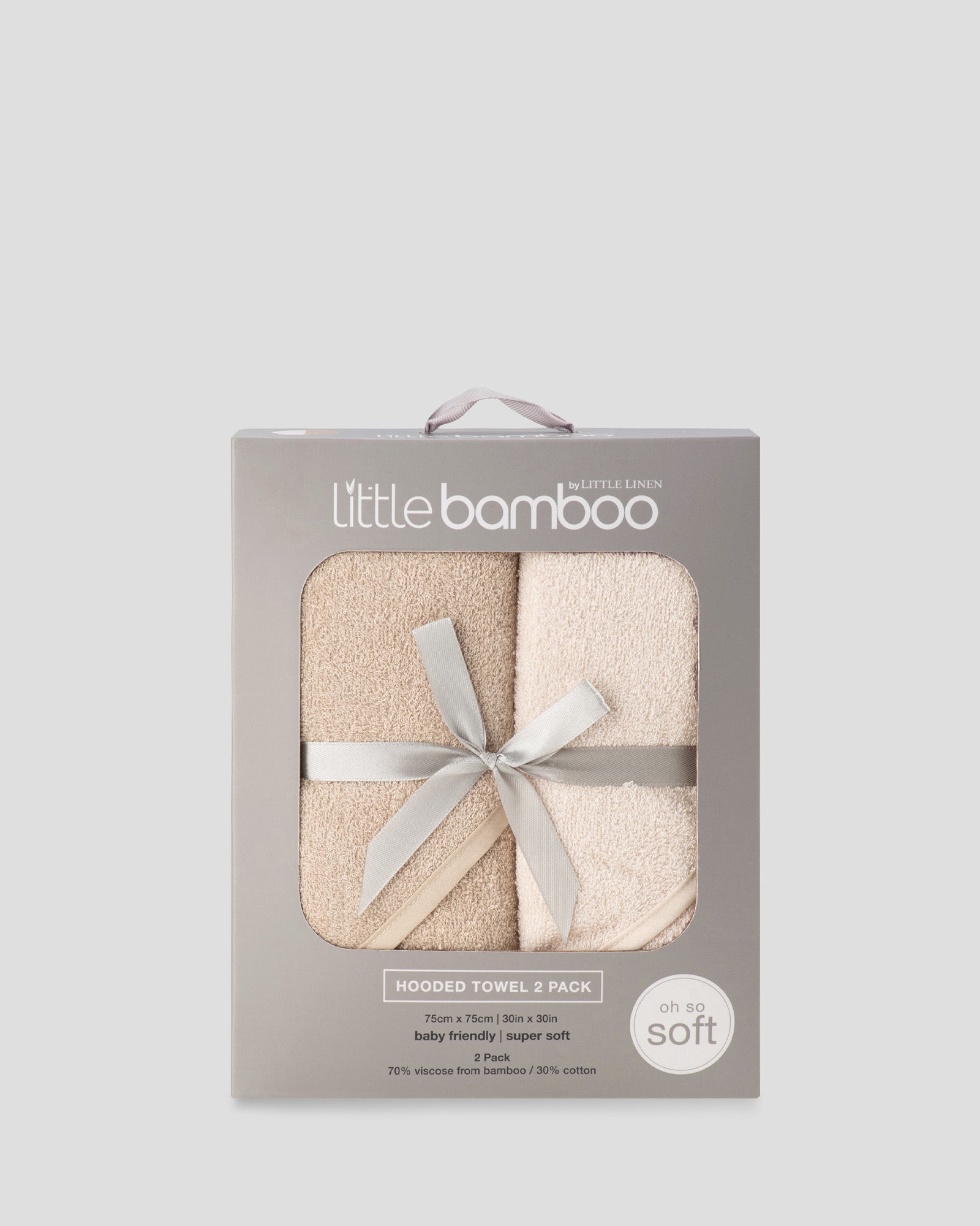 Little Bamboo Baby Hooded Towel 2PK - Iced Coffee