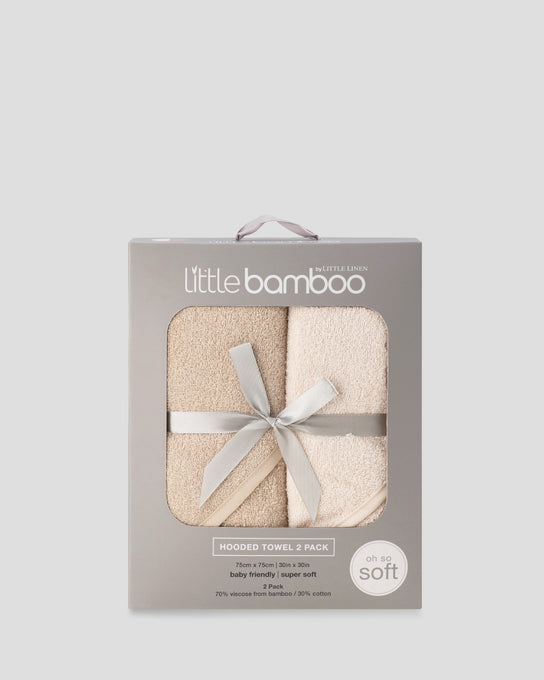 Little Bamboo Baby Hooded Towel 2PK - Iced Coffee