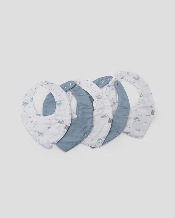 Little Bamboo Baby Muslin Bib 5PK - Retro Blue