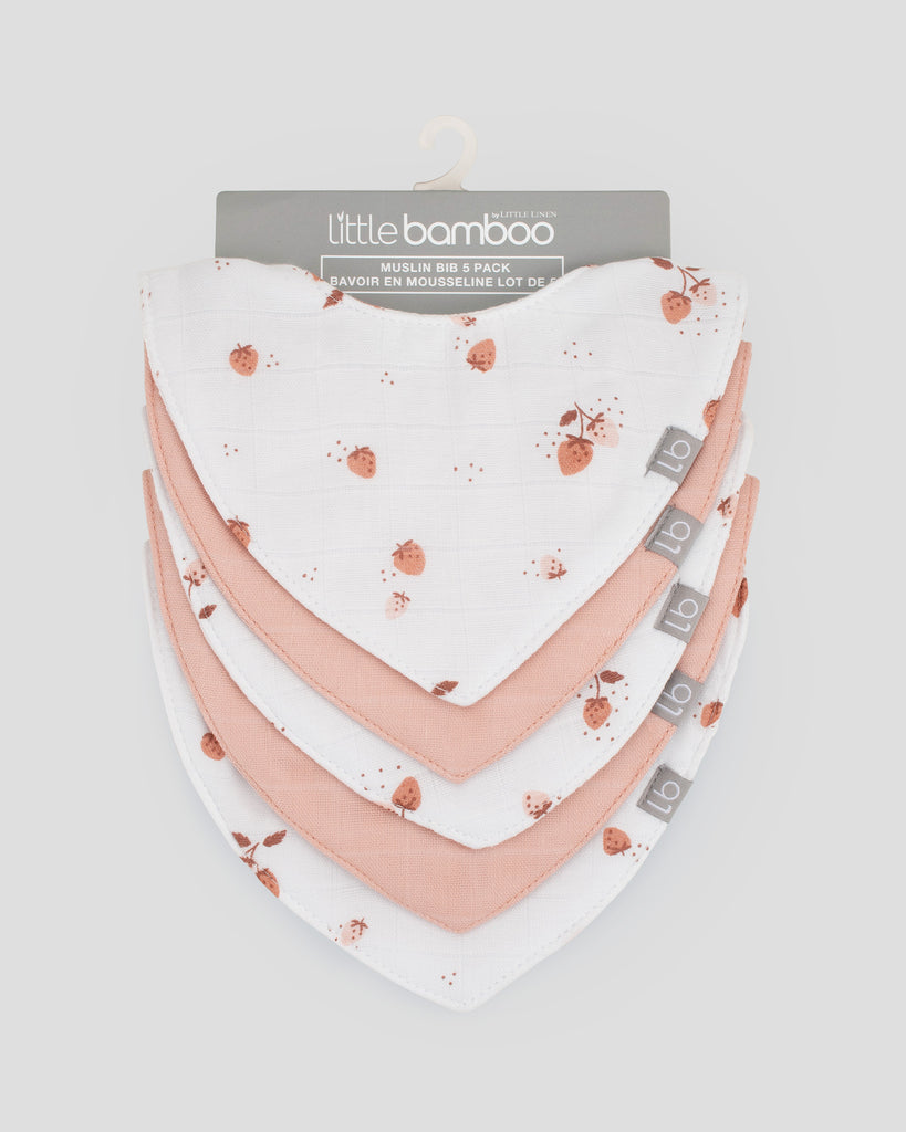 Little Bamboo Baby Muslin Bib 5PK - Dusty Rose