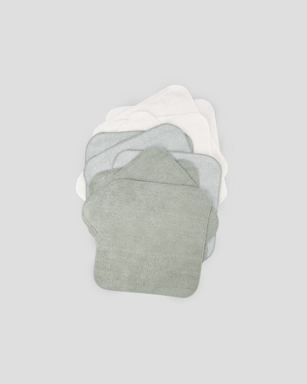 Little Bamboo Baby Towelling Washer 10PK - Bayleaf