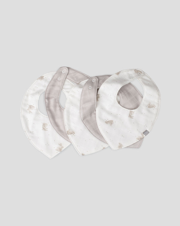 Little Bamboo Baby Muslin Bib 5PK  - Stone Grey