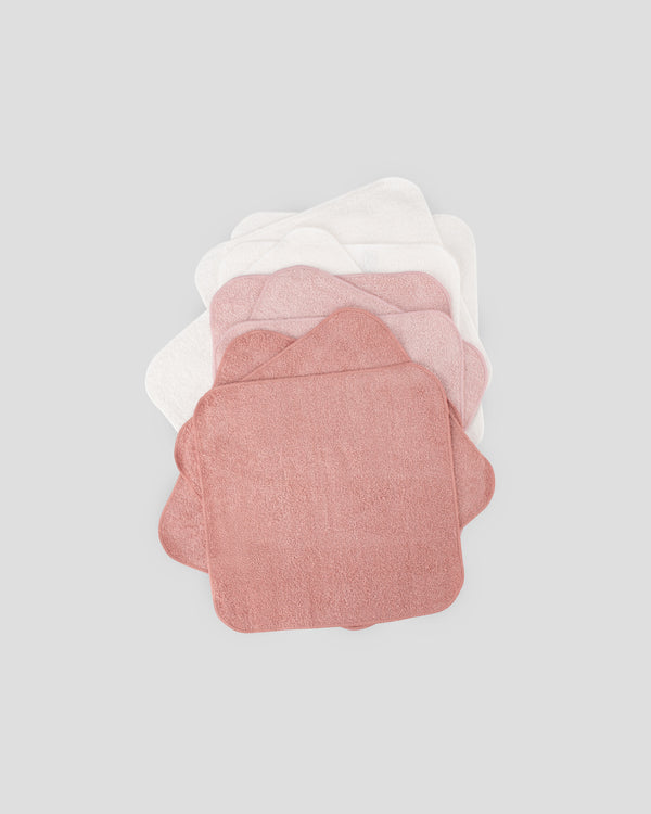 Little Bamboo Baby Towelling Washer 10PK - Dusty Rose