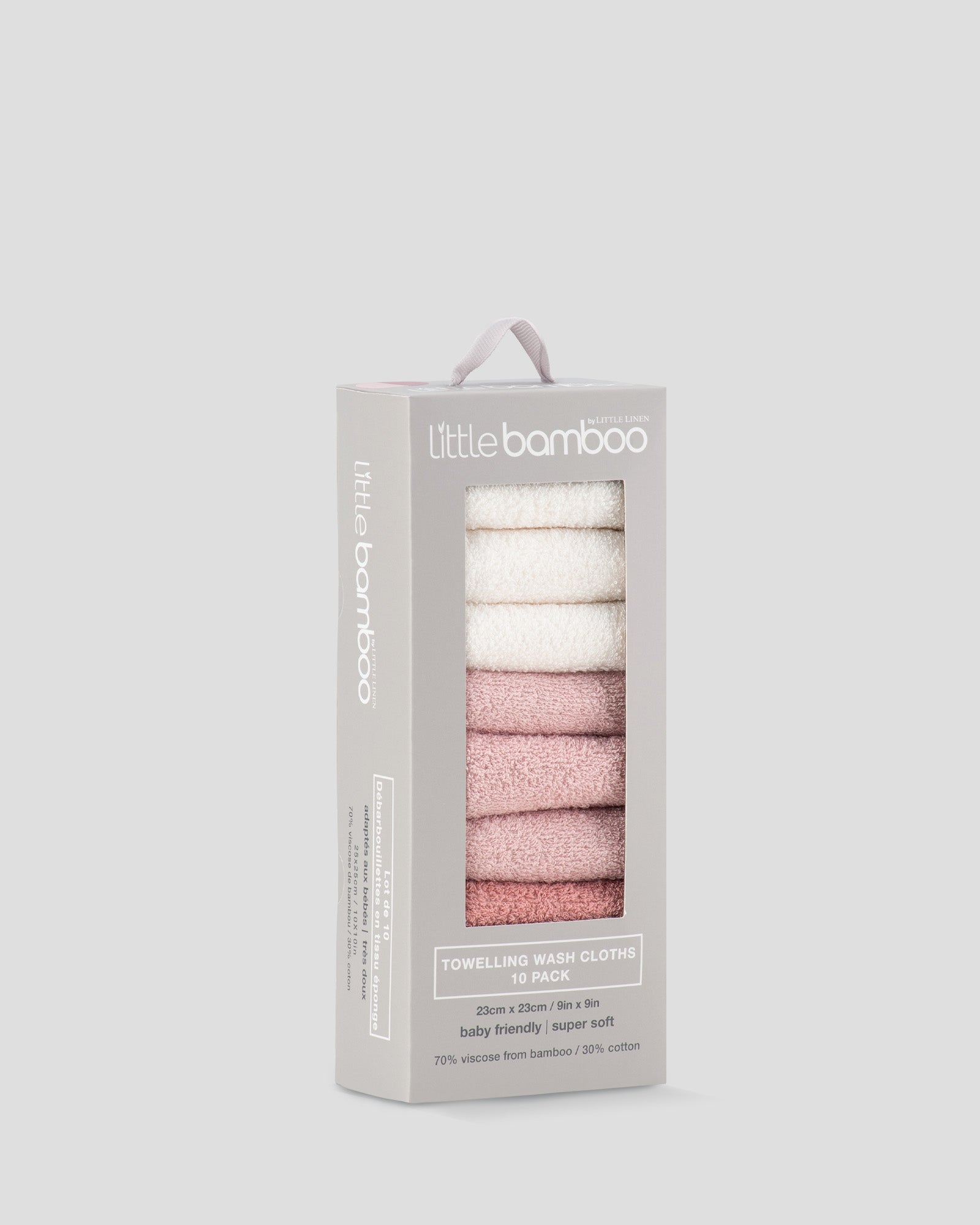 Little Bamboo Baby Towelling Washer 10PK - Dusty Rose