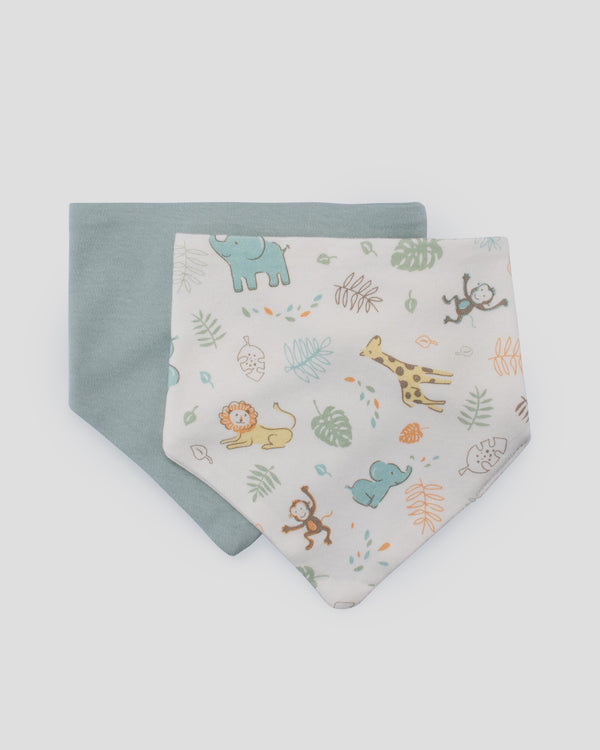 The Little Linen Company Jersey Baby Bib 2 Pack - Savanna Giraffe