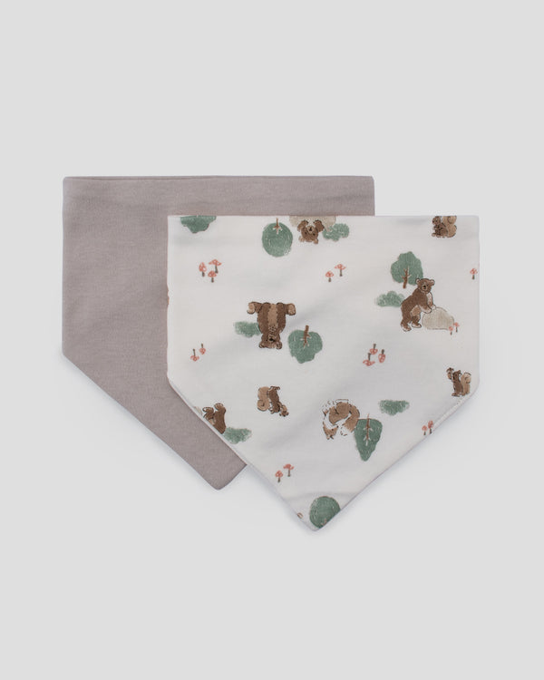 The Little Linen Company Jersey Baby Bib 2 Pack - Willow Bear