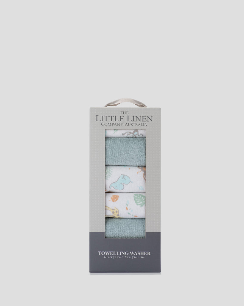TLLC Baby Towelling Wash Cloth 6PK - Savanna Giraffe
