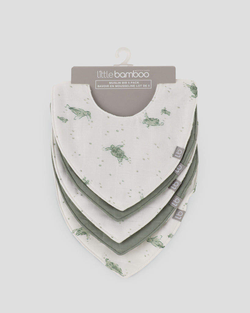 Little Bamboo Baby Muslin Bib 5PK  - Turtle Bay