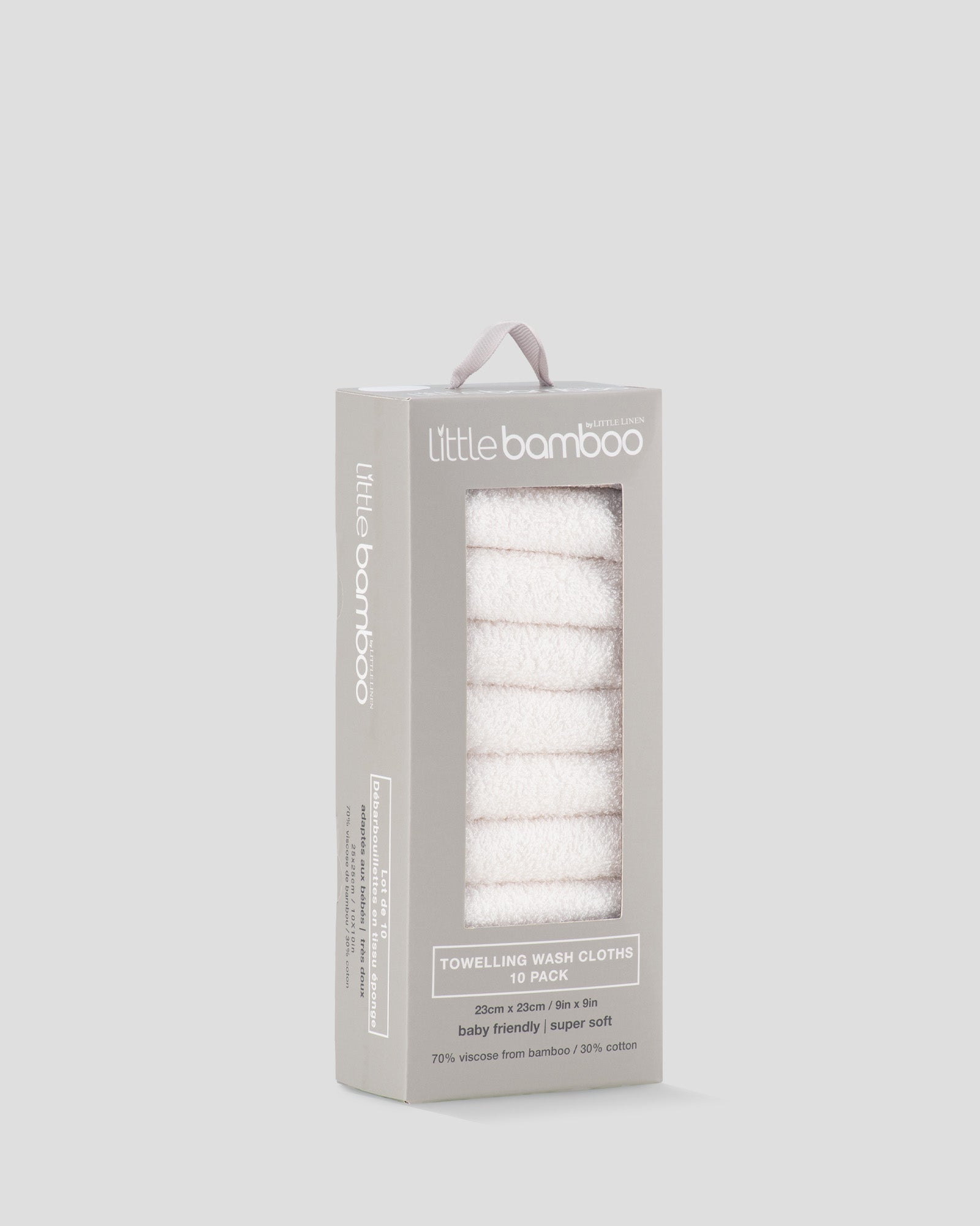 Little Bamboo Baby Towelling Washer 10PK - Natural
