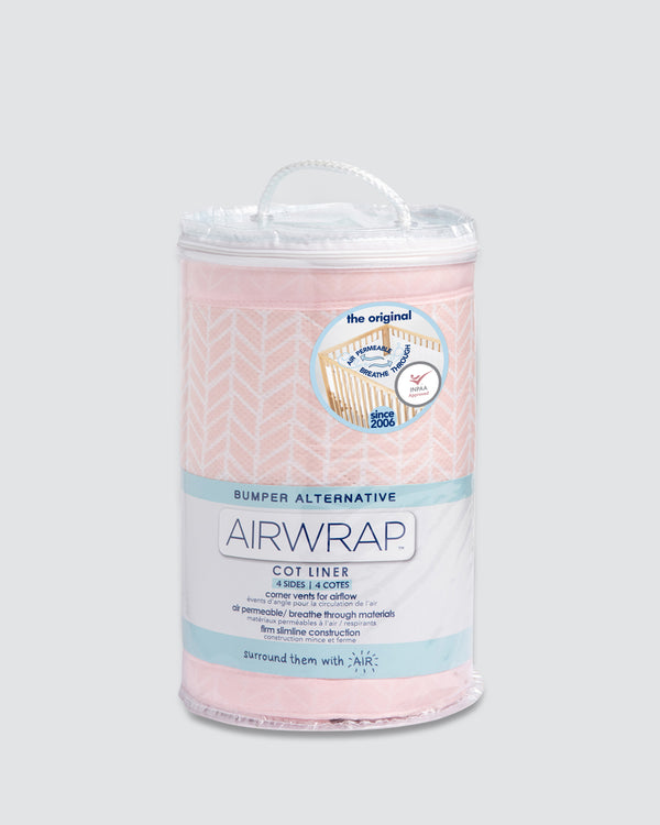 Airwrap Cot Liner Muslin 4 Sides - Soho Pink