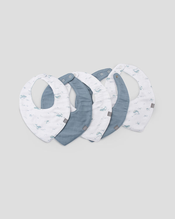Little Bamboo Baby Muslin Bib 5PK - Retro Blue