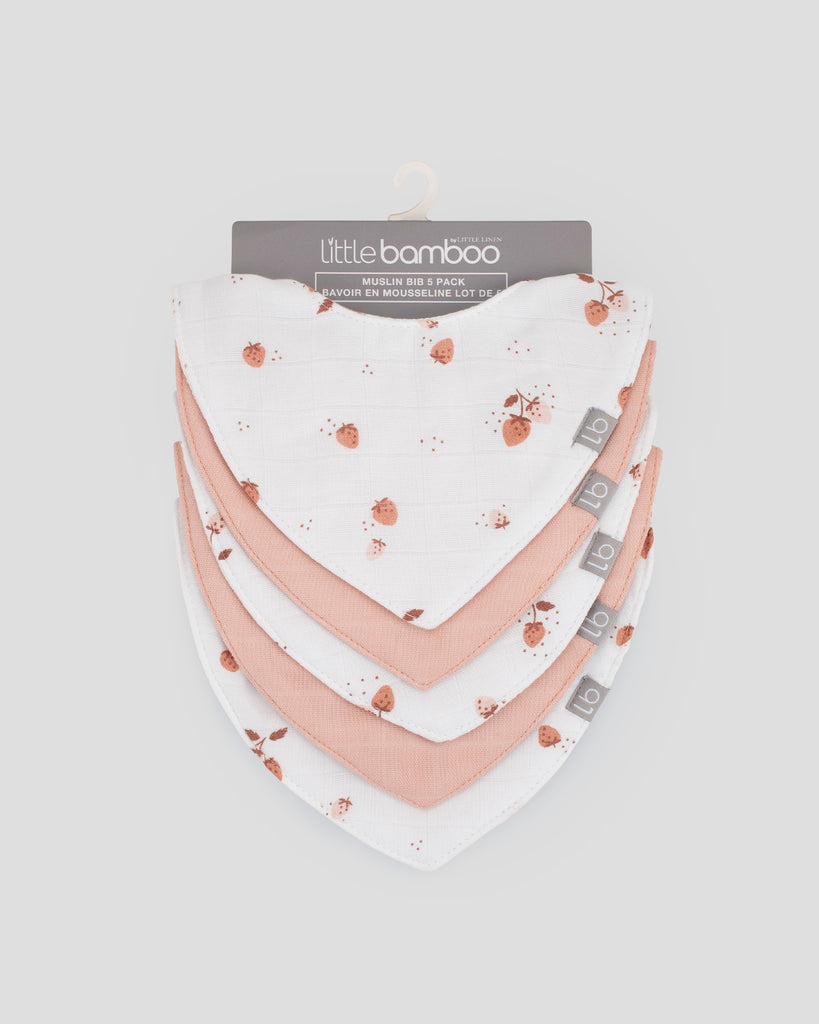 Little Bamboo Baby Muslin Bib 5PK - Dusty Rose
