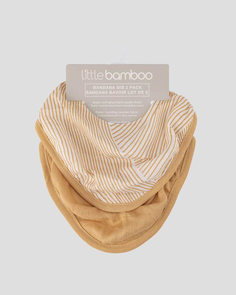Little Bamboo Baby Muslin Bib 2 Pack - Linear Sands Marigold