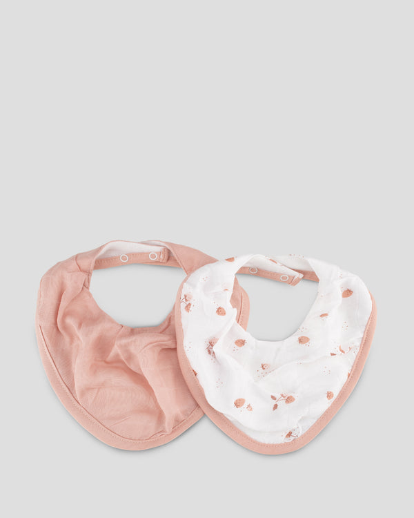 Little Bamboo Muslin Bib 2Pk Dusty Rose Flat Lay