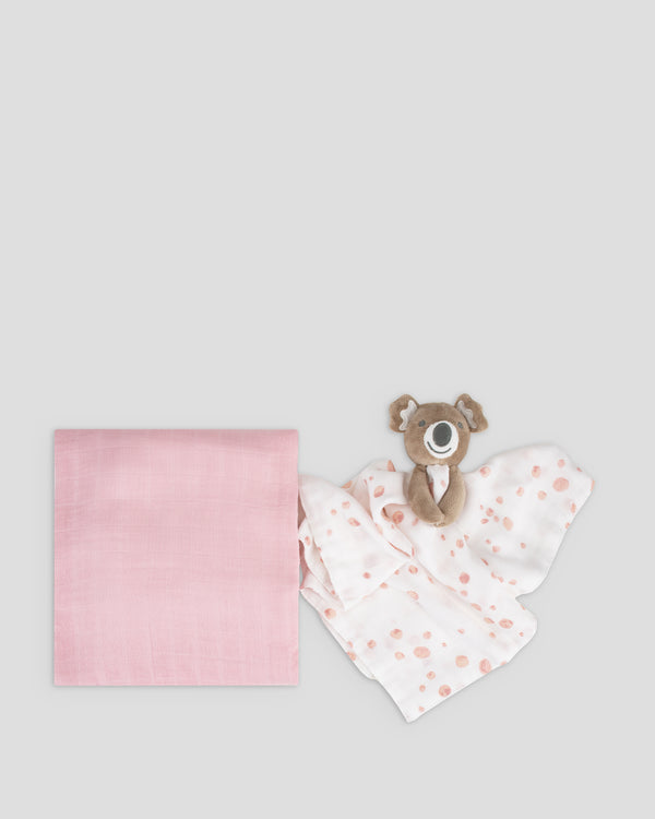 Little Bamboo Muslin Baby Security Blanket Set - Dusty Pink
