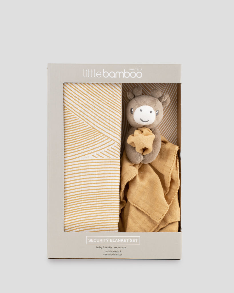 Little Bamboo Muslin Baby Security Blanket Set - Marigold
