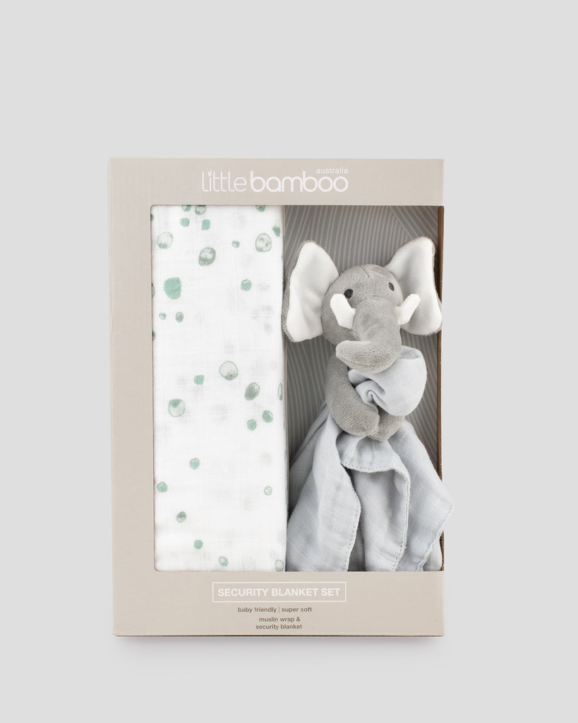 Little Bamboo Muslin Baby Security Blanket Set - Whisper Print