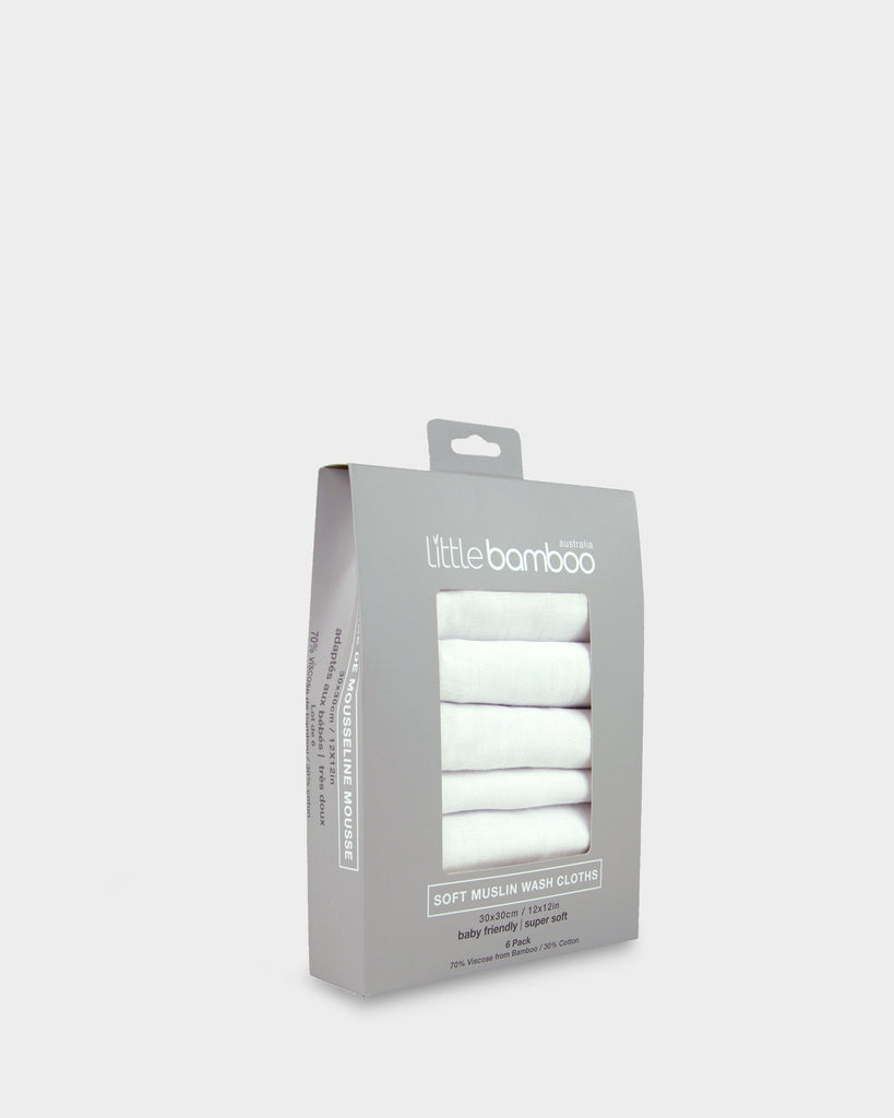 Little Bamboo Baby Muslin Washers 6 Pack - Natural