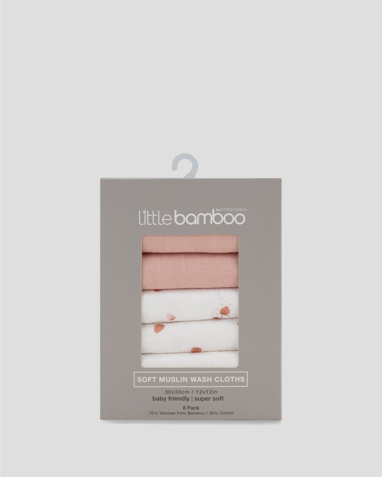 Little Bamboo Muslin Washers 6Pk Dusty Rose Front Pack