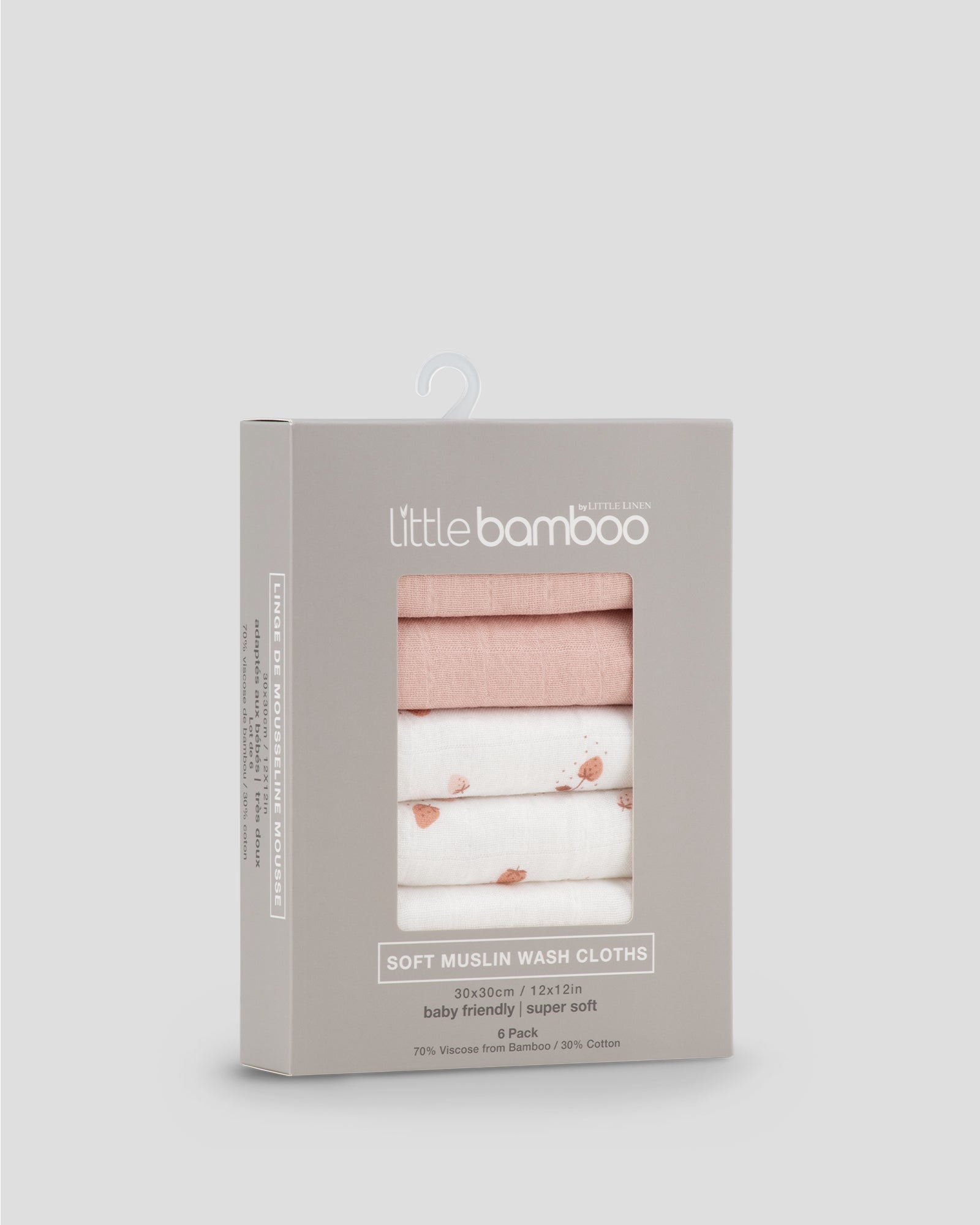 Little Bamboo Muslin Washers 6Pk Dusty Rose Side Pack