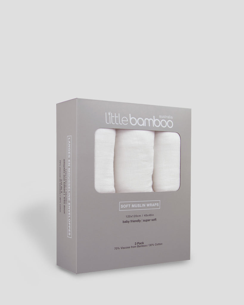 Little Bamboo Baby Muslin Wraps 3 Pack - Natural