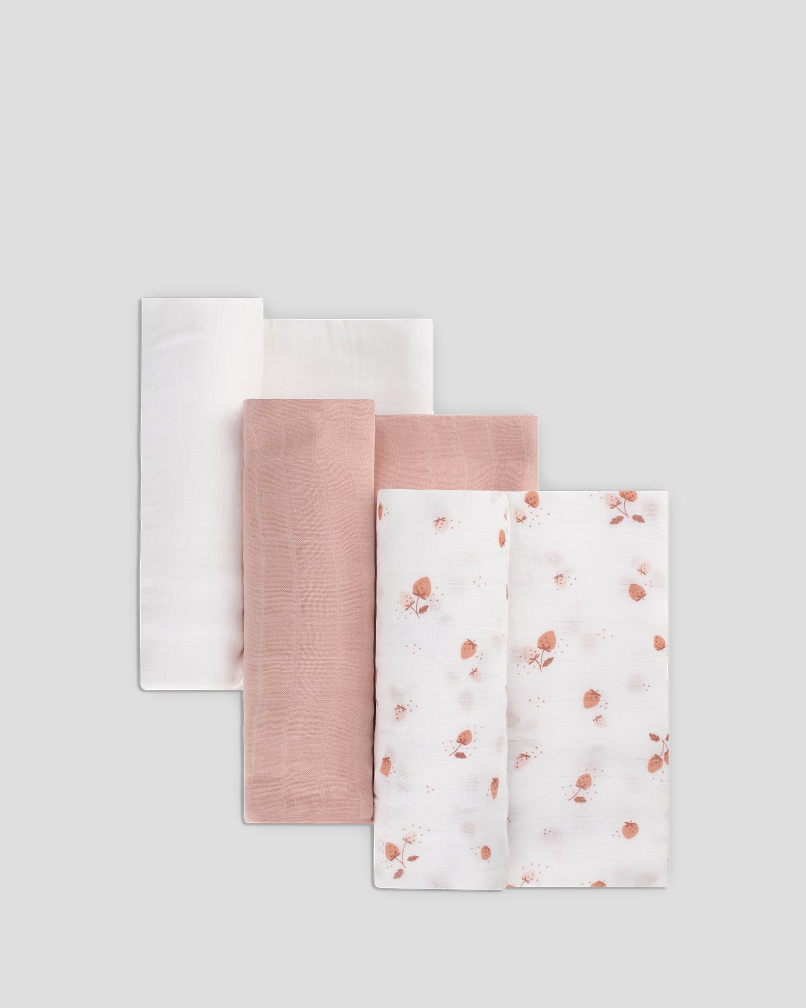 Little Bamboo Muslin Wraps 3Pk Dusty Rose Flat Lay