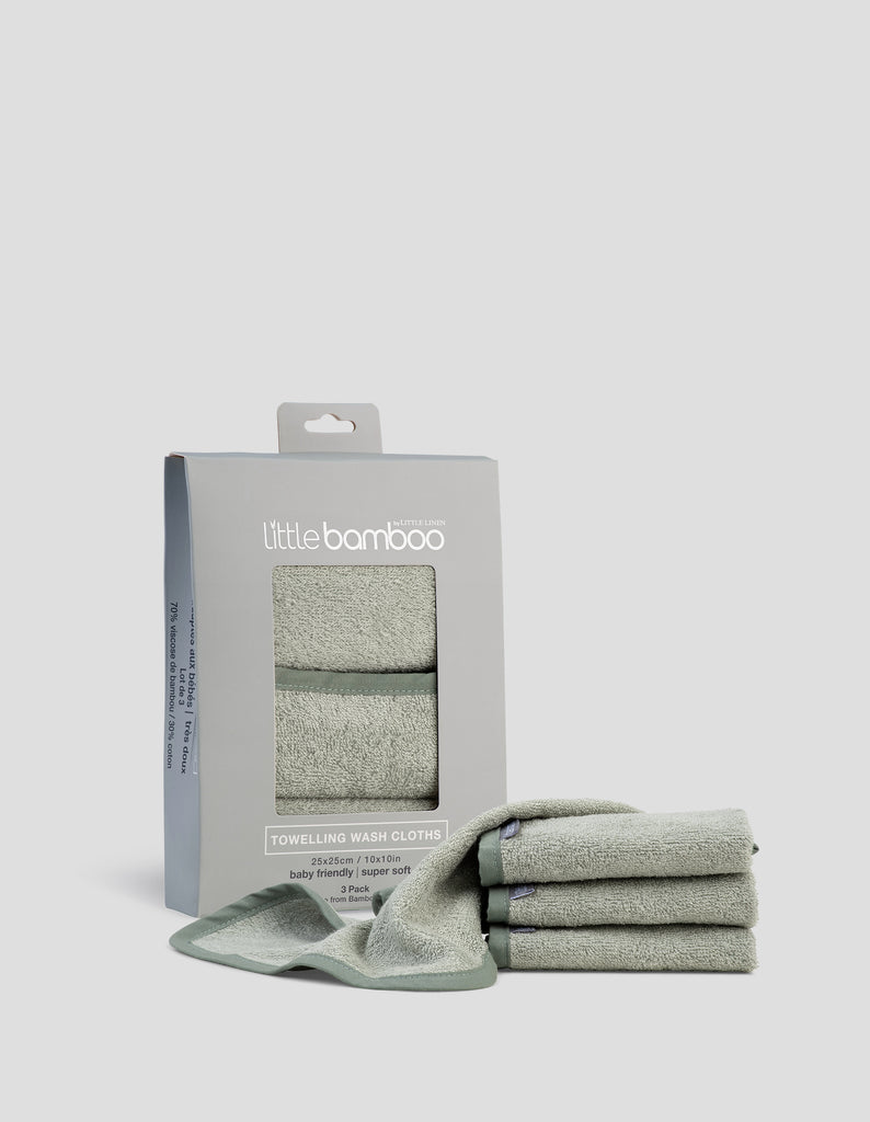 Little Bamboo Towelling Washers 3Pk Bayleaf