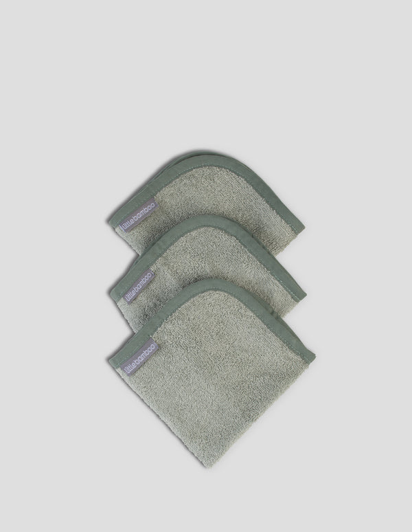 Little Bamboo Towelling Washers 3Pk Bayleaf