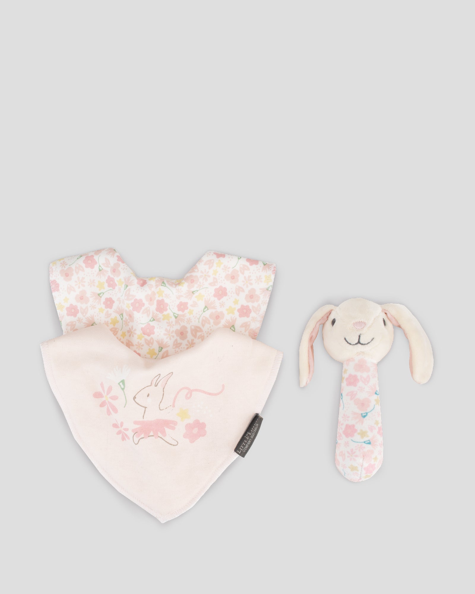 The Little Linen Company Baby Rattle & Bib Set - Ballerina Bunny