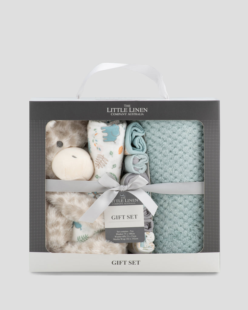 Little Linen Boxed Gift Set - Giraffe Front Pack