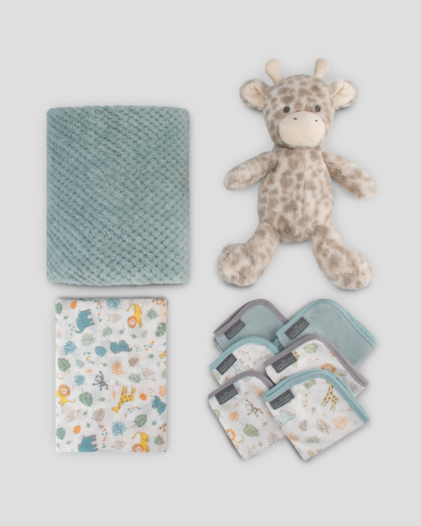 Little Linen Boxed Gift Set - Giraffe Flat Lay