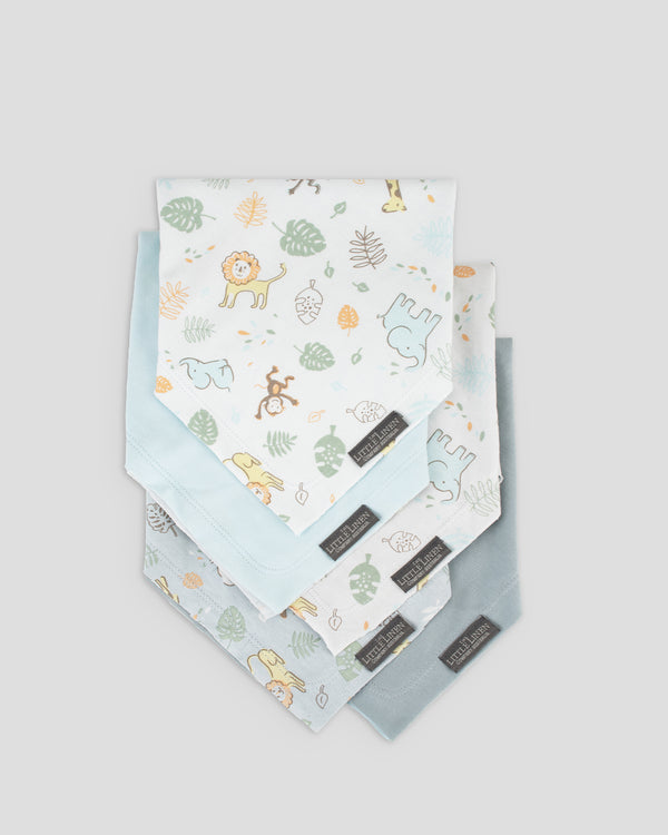 The Little Linen Company Jersey Baby Bib 5 Pack - Safari Bear