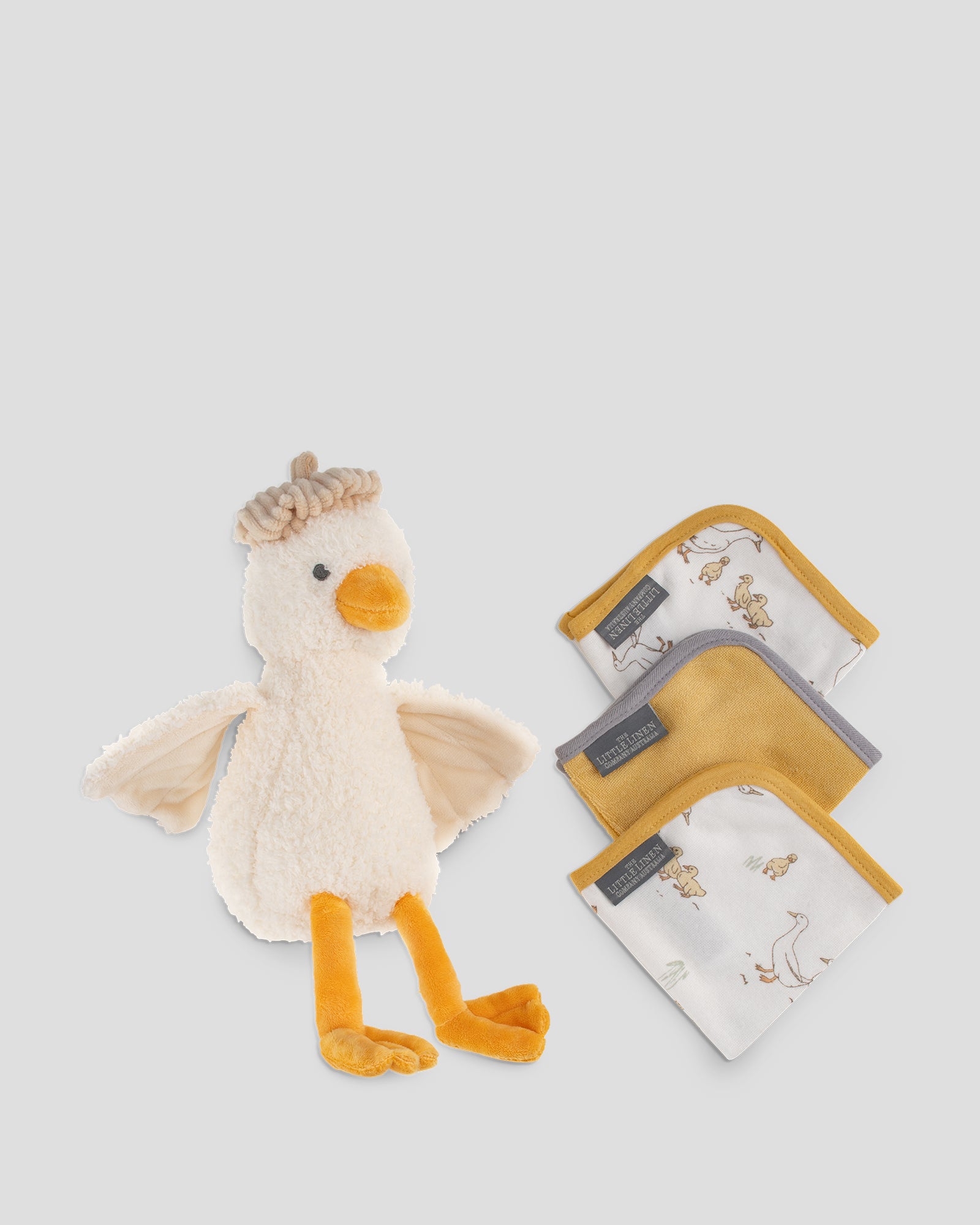 TLLC Plush Toy & Washers - Duck Flat Lay