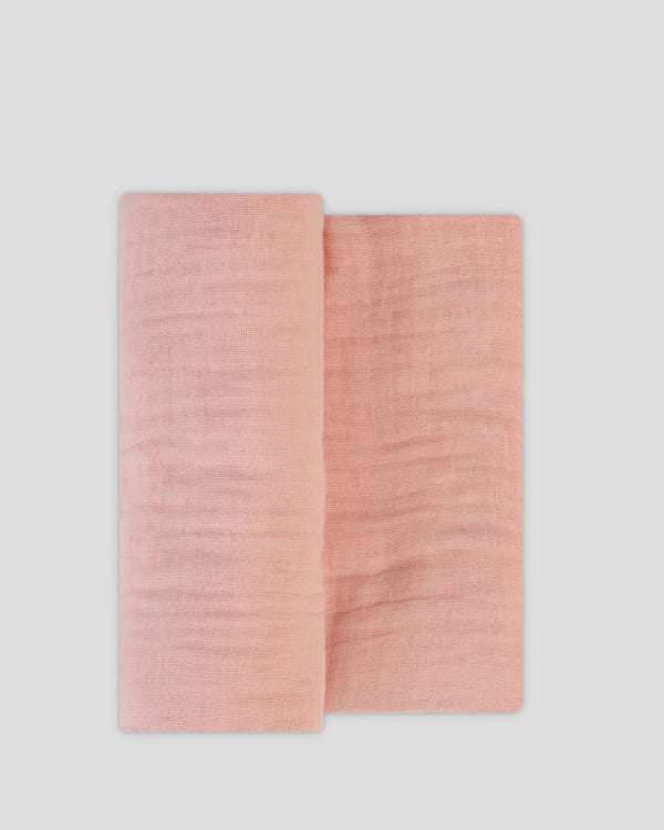 Little Linen Muslin 1pk Solids Harvest Bunny Dusty Pink Flat Lay
