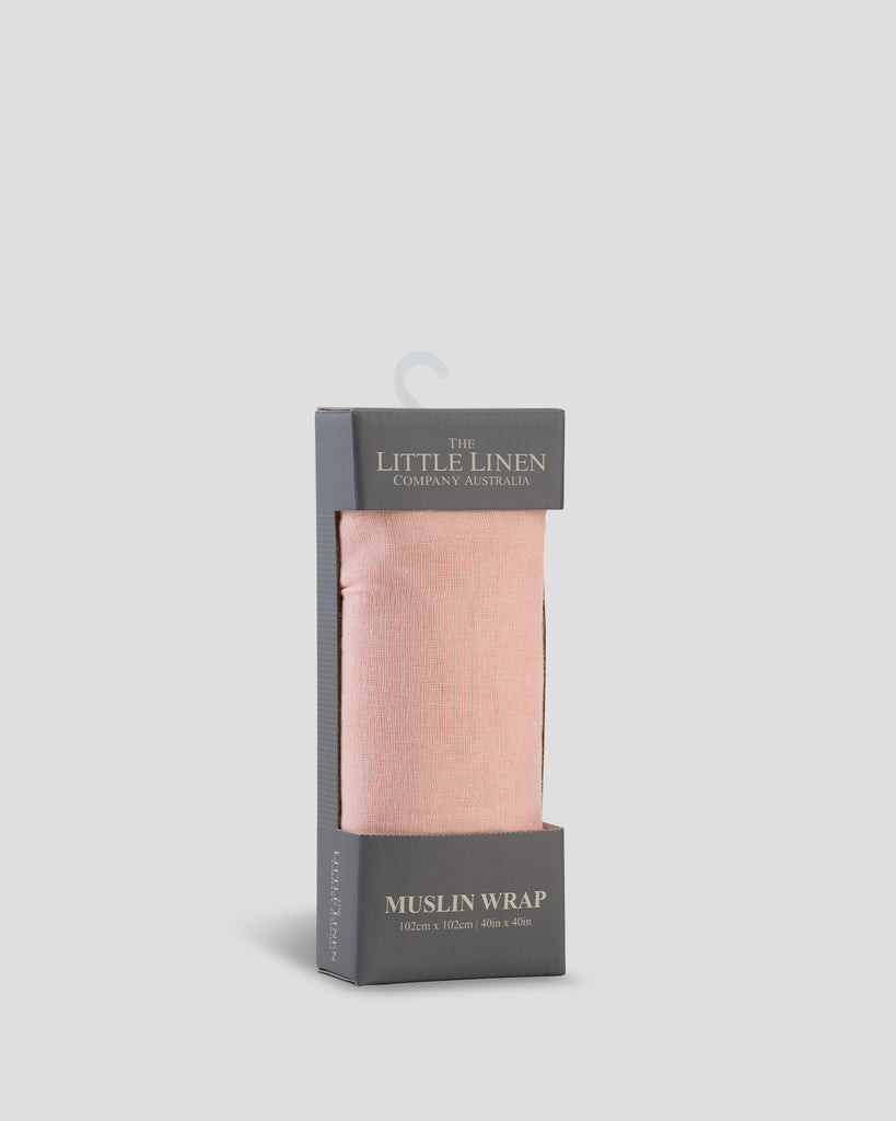 Little Linen Muslin 1pk Solids Harvest Bunny Dusty Pink Side Pack