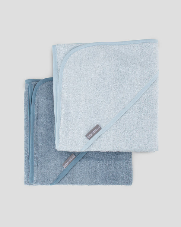 Little Bamboo Baby Hooded Towel 2PK - Retro Blue