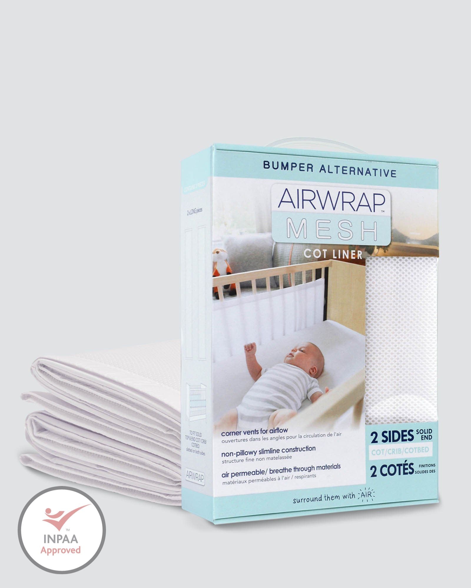 Airwrap Mesh Cot Liner 2 Sides - White