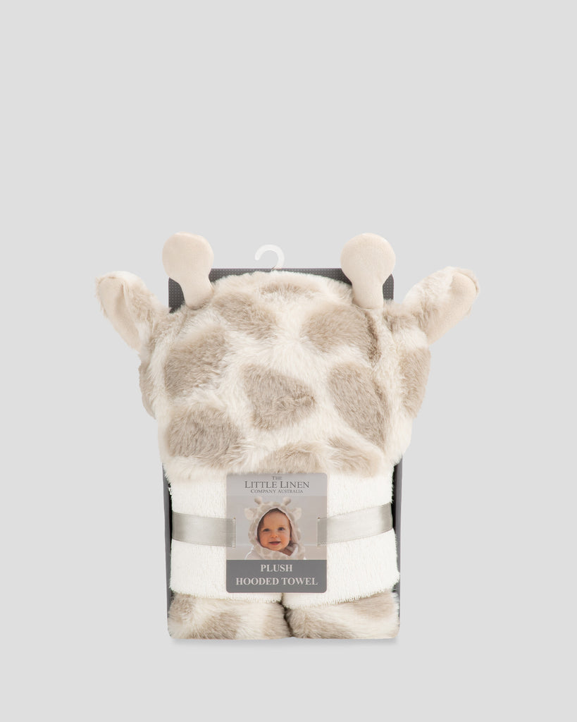 Little Linen Baby Plush Hooded Towel - Savanna Giraffe