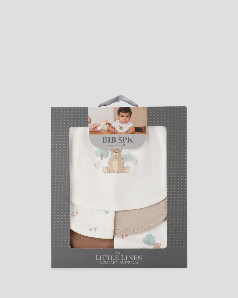 Little Linen Baby Jersey Bib 5PK - Bushland Bear