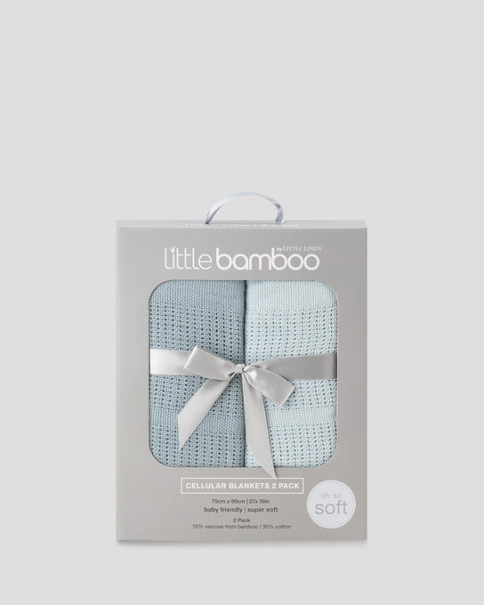 Little Bamboo Baby Cellular Blanket 2Pk - Retro Blue