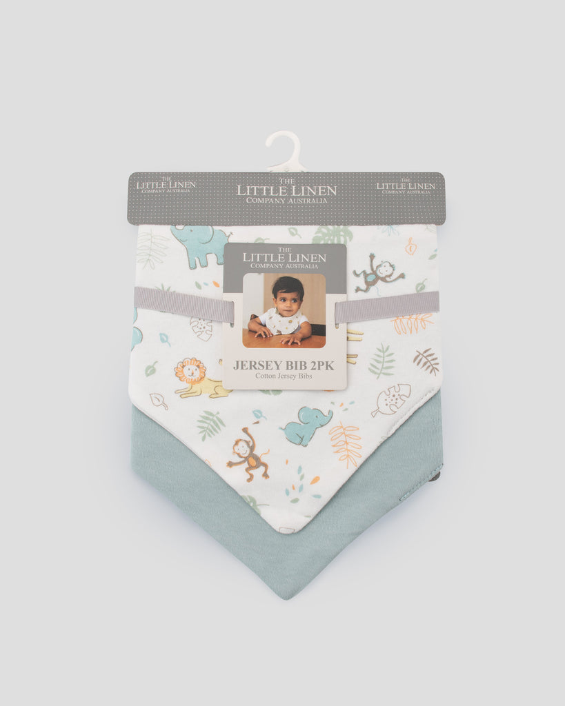 The Little Linen Company Jersey Baby Bib 2 Pack - Savanna Giraffe