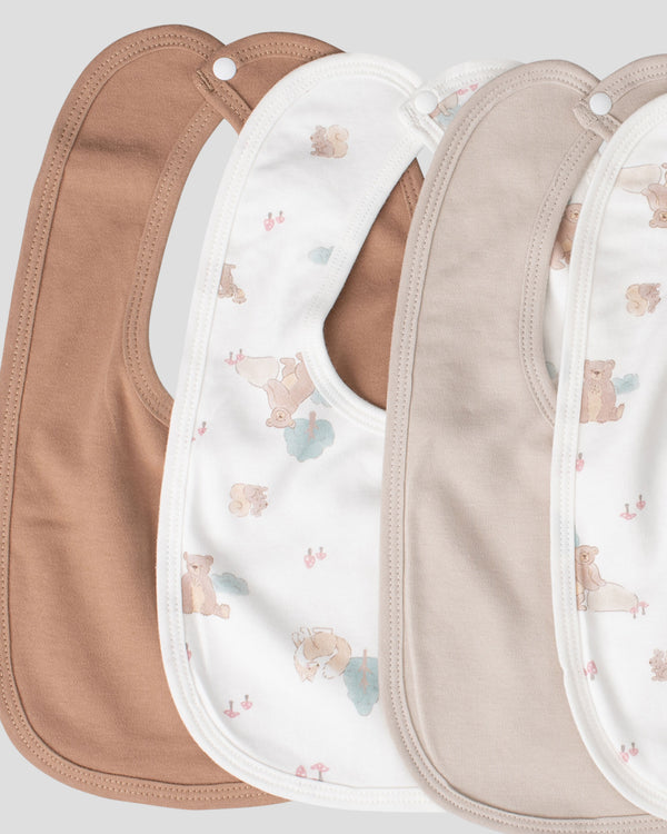 Little Linen Baby Jersey Bib 5PK - Bushland Bear